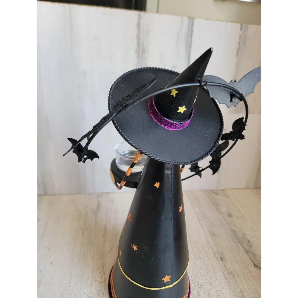 Party Lyte abracadabra witch metal tea light holder Halloween bat glitter star
